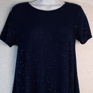 LuLaRoe Dress Womens XXS Sparkling Navy Blue Carly Dark Fairy Short‎ Sleeves